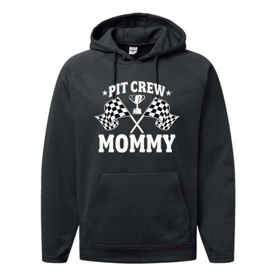 Pit Crew Mommy Mother Race Car Birthday Party Performance Fleece Hoodie