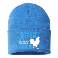 Prostate Cancer Messed With The Wrong Cock Cancer Awareness Gift Sustainable Knit Beanie