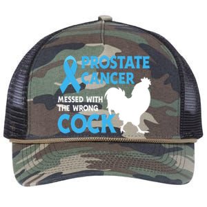 Prostate Cancer Messed With The Wrong Cock Cancer Awareness Gift Retro Rope Trucker Hat Cap