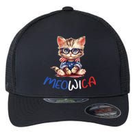 Patriotic Cat Meowica 4th Of July Funny Cat Lover Flexfit Unipanel Trucker Cap