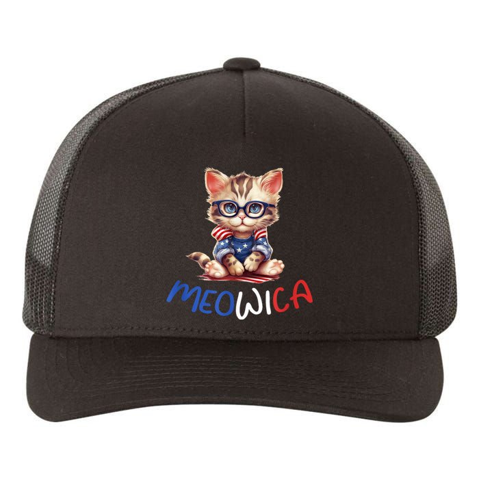 Patriotic Cat Meowica 4th Of July Funny Cat Lover Yupoong Adult 5-Panel Trucker Hat