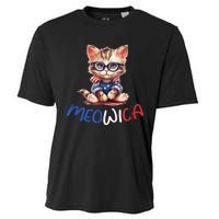 Patriotic Cat Meowica 4th Of July Funny Cat Lover Cooling Performance Crew T-Shirt