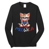 Patriotic Cat Meowica 4th Of July Funny Cat Lover Long Sleeve Shirt