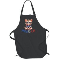 Patriotic Cat Meowica 4th Of July Funny Cat Lover Full-Length Apron With Pockets