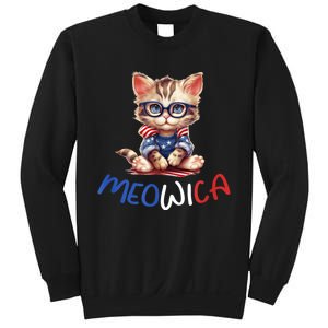 Patriotic Cat Meowica 4th Of July Funny Cat Lover Sweatshirt