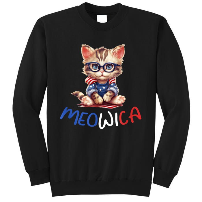 Patriotic Cat Meowica 4th Of July Funny Cat Lover Sweatshirt