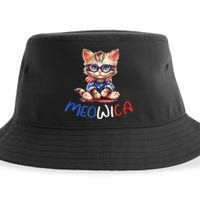 Patriotic Cat Meowica 4th Of July Funny Cat Lover Sustainable Bucket Hat