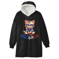 Patriotic Cat Meowica 4th Of July Funny Cat Lover Hooded Wearable Blanket