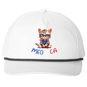 Patriotic Cat Meowica 4th Of July Funny Cat Lover Snapback Five-Panel Rope Hat