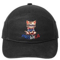 Patriotic Cat Meowica 4th Of July Funny Cat Lover 7-Panel Snapback Hat