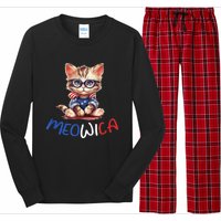 Patriotic Cat Meowica 4th Of July Funny Cat Lover Long Sleeve Pajama Set