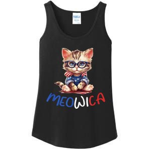 Patriotic Cat Meowica 4th Of July Funny Cat Lover Ladies Essential Tank