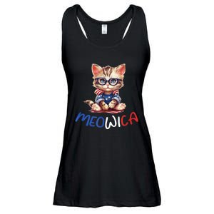 Patriotic Cat Meowica 4th Of July Funny Cat Lover Ladies Essential Flowy Tank