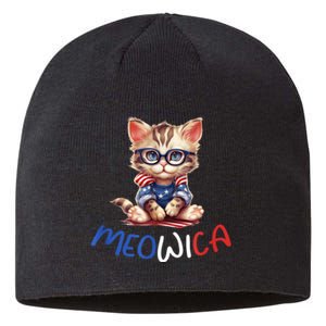 Patriotic Cat Meowica 4th Of July Funny Cat Lover Sustainable Beanie