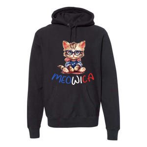 Patriotic Cat Meowica 4th Of July Funny Cat Lover Premium Hoodie