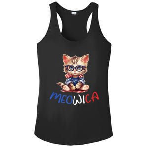 Patriotic Cat Meowica 4th Of July Funny Cat Lover Ladies PosiCharge Competitor Racerback Tank