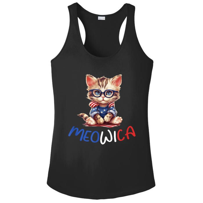 Patriotic Cat Meowica 4th Of July Funny Cat Lover Ladies PosiCharge Competitor Racerback Tank