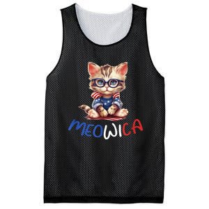 Patriotic Cat Meowica 4th Of July Funny Cat Lover Mesh Reversible Basketball Jersey Tank