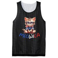 Patriotic Cat Meowica 4th Of July Funny Cat Lover Mesh Reversible Basketball Jersey Tank