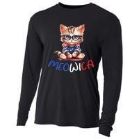 Patriotic Cat Meowica 4th Of July Funny Cat Lover Cooling Performance Long Sleeve Crew