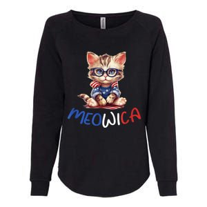 Patriotic Cat Meowica 4th Of July Funny Cat Lover Womens California Wash Sweatshirt