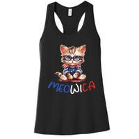 Patriotic Cat Meowica 4th Of July Funny Cat Lover Women's Racerback Tank