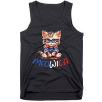 Patriotic Cat Meowica 4th Of July Funny Cat Lover Tank Top