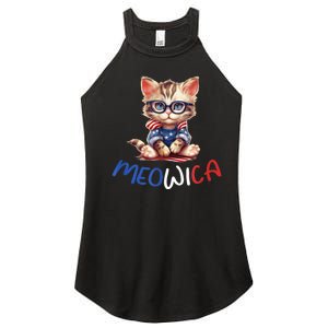 Patriotic Cat Meowica 4th Of July Funny Cat Lover Women's Perfect Tri Rocker Tank