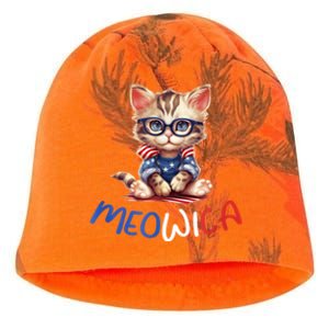 Patriotic Cat Meowica 4th Of July Funny Cat Lover Kati - Camo Knit Beanie