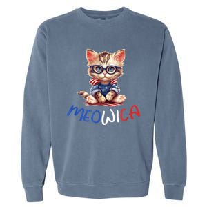 Patriotic Cat Meowica 4th Of July Funny Cat Lover Garment-Dyed Sweatshirt