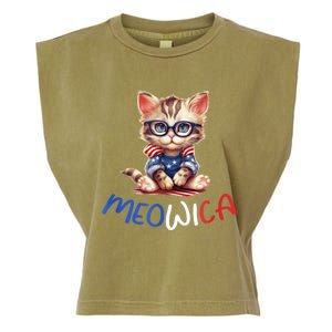 Patriotic Cat Meowica 4th Of July Funny Cat Lover Garment-Dyed Women's Muscle Tee