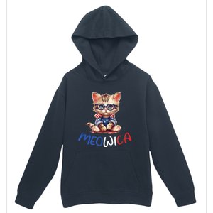 Patriotic Cat Meowica 4th Of July Funny Cat Lover Urban Pullover Hoodie