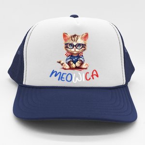 Patriotic Cat Meowica 4th Of July Funny Cat Lover Trucker Hat