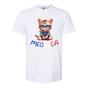 Patriotic Cat Meowica 4th Of July Funny Cat Lover Softstyle CVC T-Shirt