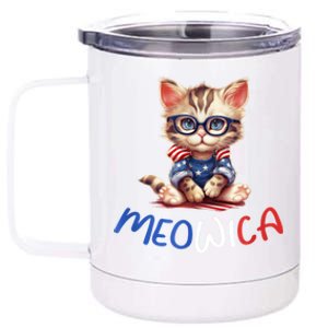 Patriotic Cat Meowica 4th Of July Funny Cat Lover 12 oz Stainless Steel Tumbler Cup