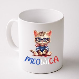 Patriotic Cat Meowica 4th Of July Funny Cat Lover Coffee Mug