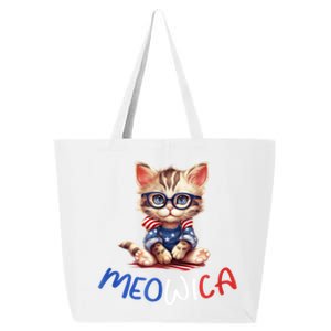 Patriotic Cat Meowica 4th Of July Funny Cat Lover 25L Jumbo Tote