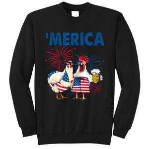 Patriotic Chicken Merica 4th Of July Beer Independence Day Sweatshirt