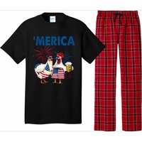 Patriotic Chicken Merica 4th Of July Beer Independence Day Pajama Set