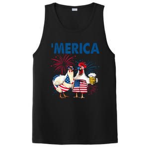 Patriotic Chicken Merica 4th Of July Beer Independence Day PosiCharge Competitor Tank