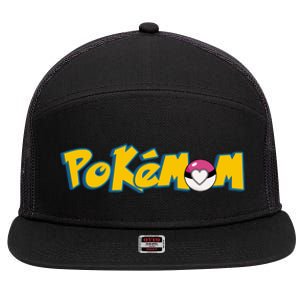 Pokemom Cute Mom Gift 7 Panel Mesh Trucker Snapback Hat