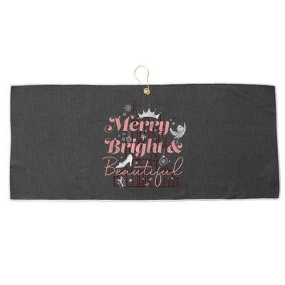 Princesses Christmas Merry Bright & Beautiful Large Microfiber Waffle Golf Towel