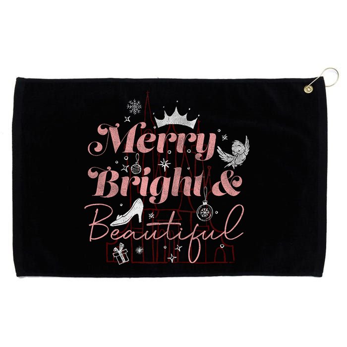 Princesses Christmas Merry Bright & Beautiful Grommeted Golf Towel