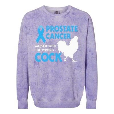 Prostate Cancer Messed With The Wrong Cock Cancer Awareness Colorblast Crewneck Sweatshirt