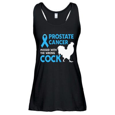 Prostate Cancer Messed With The Wrong Cock Cancer Awareness Ladies Essential Flowy Tank