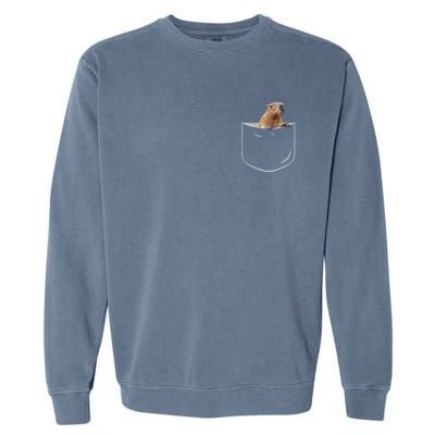 Pocket Capybara Meaningful Gift Funny Capybara In Pocket Gift Garment-Dyed Sweatshirt