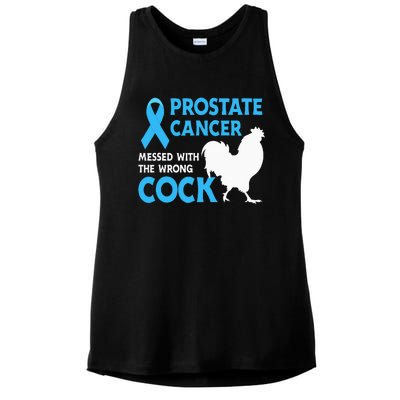 Prostate Cancer Messed With The Wrong Cock Cancer Awareness Ladies PosiCharge Tri-Blend Wicking Tank