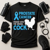 Prostate Cancer Messed With The Wrong Cock Cancer Awareness Cooling Performance Crew T-Shirt