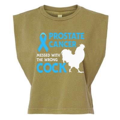 Prostate Cancer Messed With The Wrong Cock Cancer Awareness Garment-Dyed Women's Muscle Tee