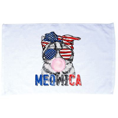 Patriotic Cat Meowica Bubblegum 4th of July Funny Cat Lover Microfiber Hand Towel